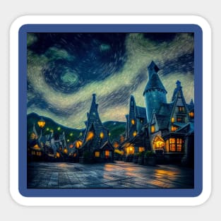 Starry Night Over Hogsmeade Village Sticker